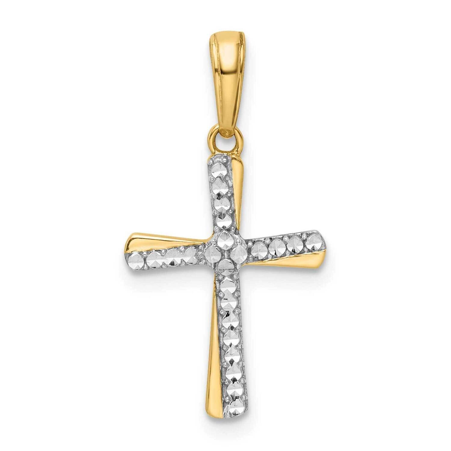 Diamond-Cut Cross Pendant 14k Gold With Rhodium K9789, MPN: K9789,