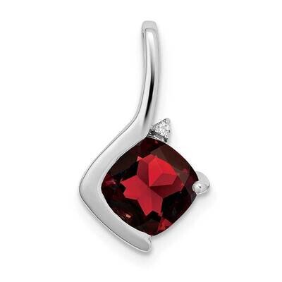 Cushion Garnet Diamond Pendant 14k White Gold PM7046-GA-001-WA, MPN: PM7046-GA-001-WA,