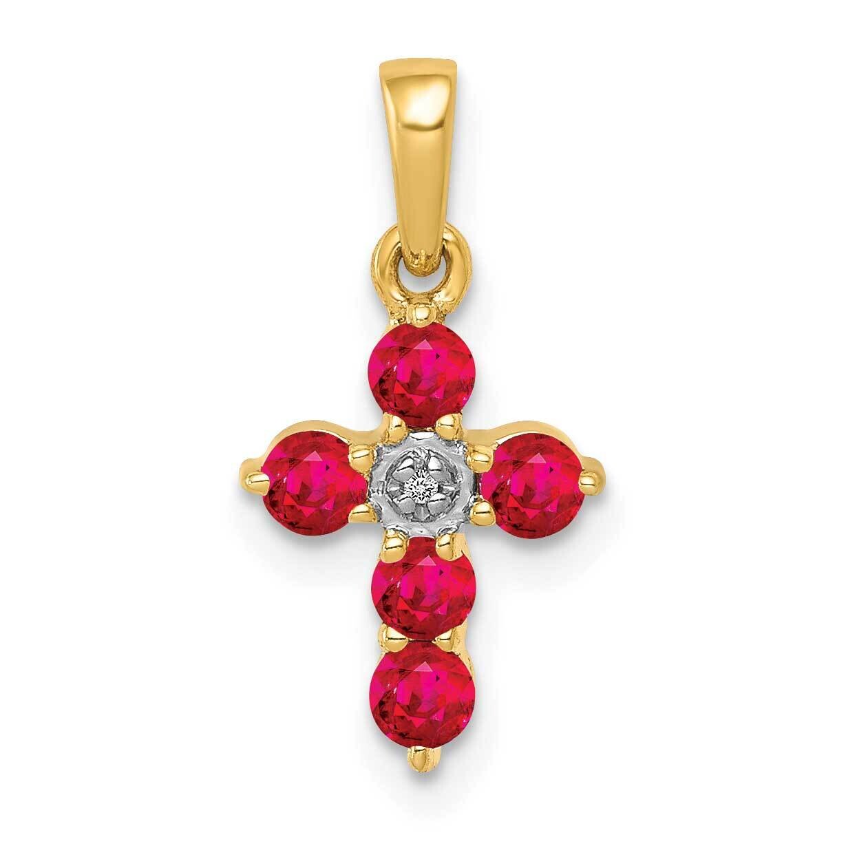 .30 Ruby Diamond Cross Pendant 10k Gold PM5269-RU-003-1YA, MPN: PM5269-RU-003-1YA,