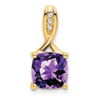 Cushion Amethyst Diamond Pendant 14k Gold PM7062-AM-002-YA, MPN: PM7062-AM-002-YA,