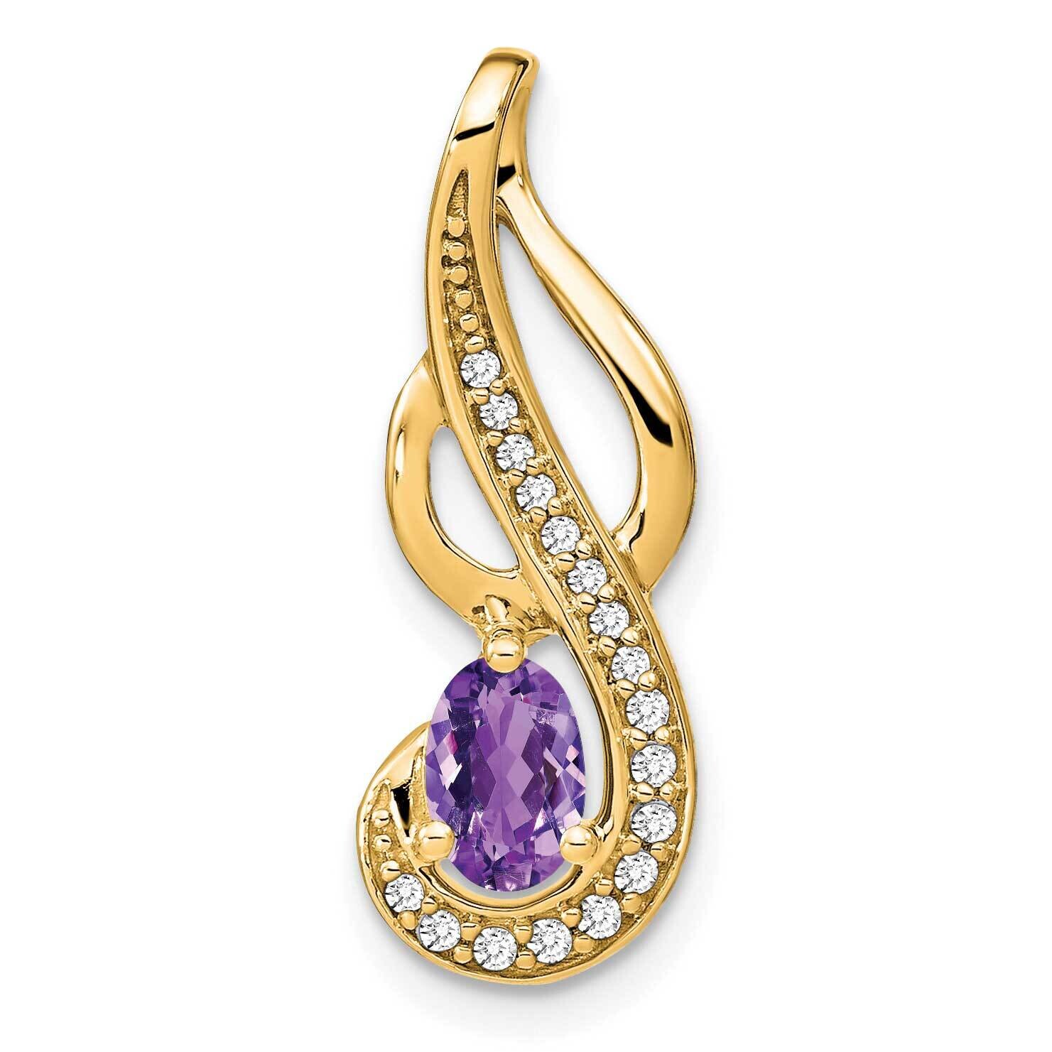 Amethyst Diamond Swirl Pendant 14k Gold PM7042-AM-010-YA, MPN: PM7042-AM-010-YA,
