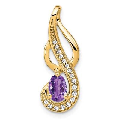 Amethyst Diamond Swirl Pendant 14k Gold PM7042-AM-010-YA, MPN: PM7042-AM-010-YA,