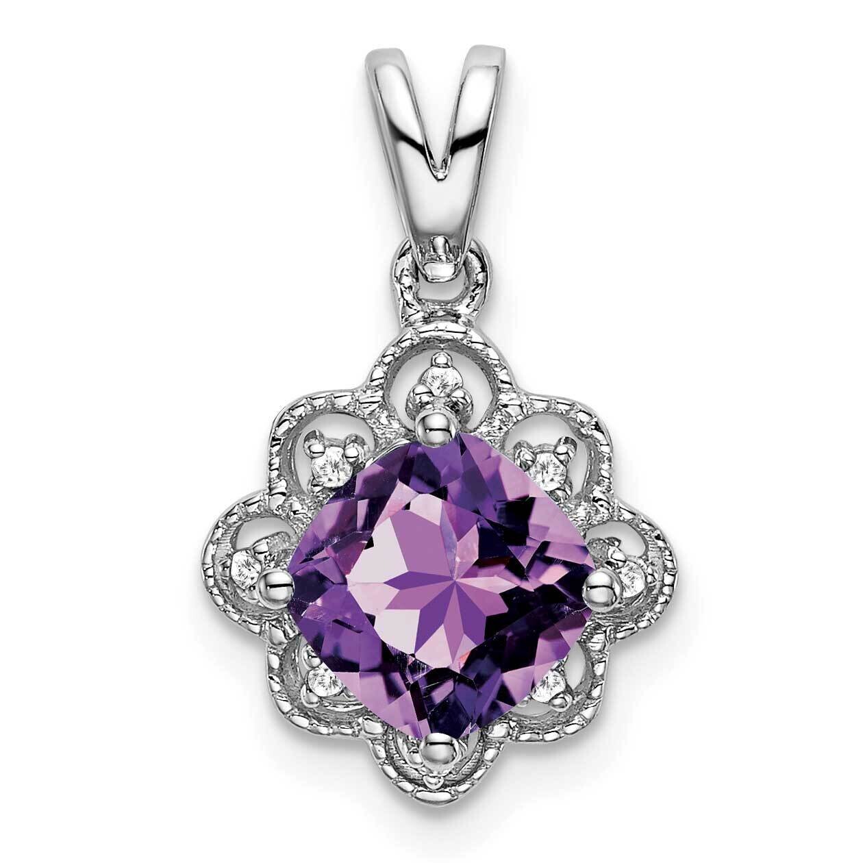 Amethyst Diamond Scalloped Pendant 14k White Gold PM7047-AM-004-WA, MPN: PM7047-AM-004-WA,