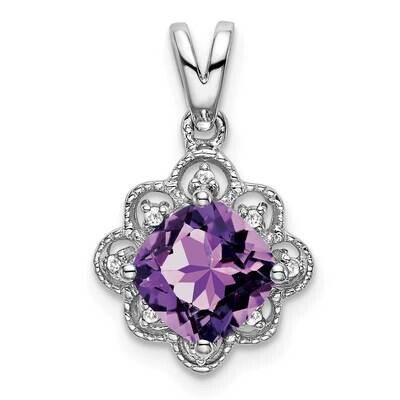 Amethyst Diamond Scalloped Pendant 14k White Gold PM7047-AM-004-WA, MPN: PM7047-AM-004-WA,