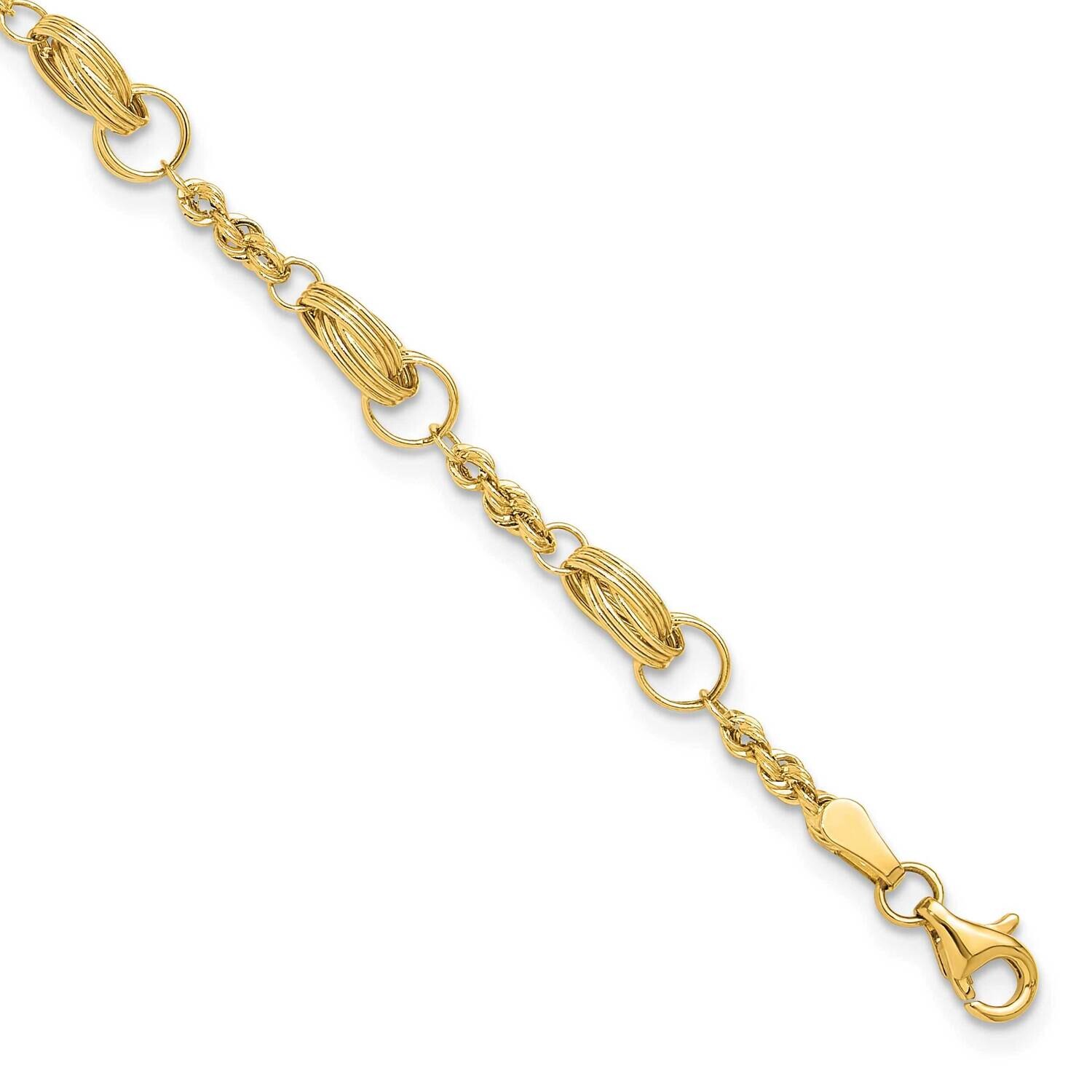 Fancy Link Bracelet 7.5 Inch 14k Polished Gold FB1998-7.5, MPN: FB1998-7.5,
