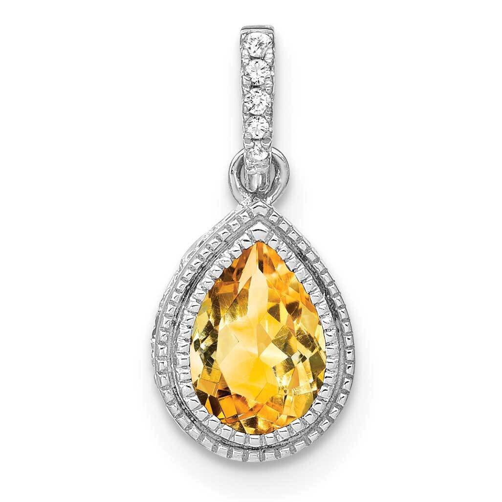 Pear Citrine Diamond Pendant 14k White Gold PM7094-CI-030-WA, MPN: PM7094-CI-030-WA,
