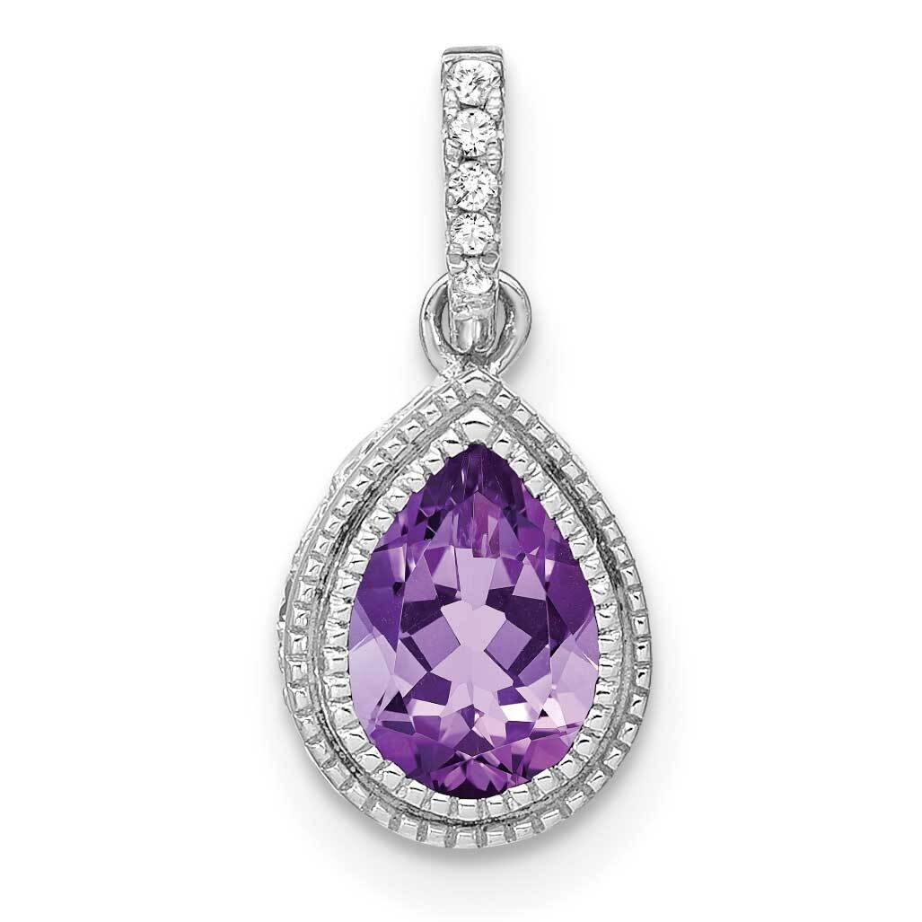 Pear Amethyst Diamond Pendant 14k White Gold PM7094-AM-030-WA, MPN: PM7094-AM-030-WA,