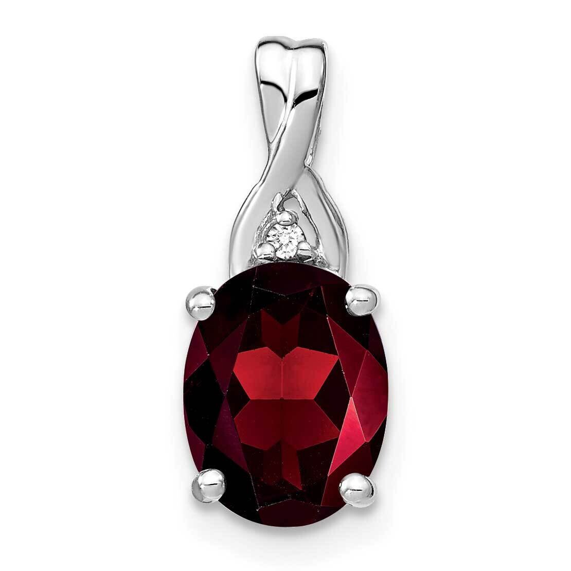 Oval Garnet Diamond Pendant 14k White Gold PM7075-GA-001-WA, MPN: PM7075-GA-001-WA,