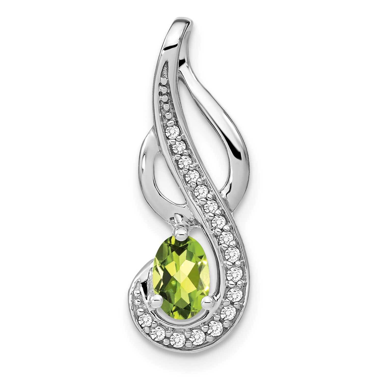 Peridot Diamond Swirl Pendant 14k White Gold PM7042-PE-010-WA, MPN: PM7042-PE-010-WA,