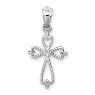 Diamond Accented Cross Pendant 10k White Gold PM4996-001-1WA, MPN: PM4996-001-1WA,