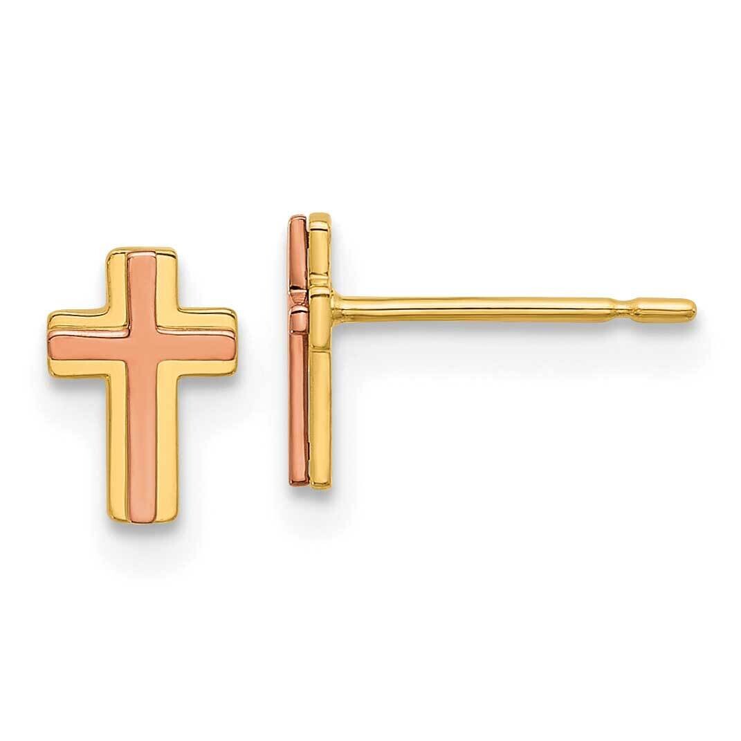 Madi K Two-Tone Cross Post Earrings 14k Gold GK1171, MPN: GK1171,