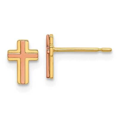 Madi K Two-Tone Cross Post Earrings 14k Gold GK1171, MPN: GK1171,