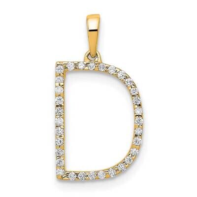 Diamond Letter D Initial Pendant 14k Gold PM5222D-010-YA, MPN: PM5222D-010-YA, 196904071076