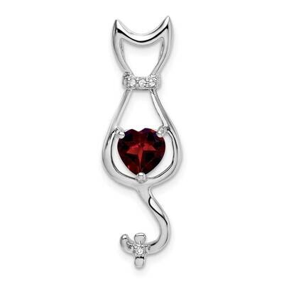 Garnet Diamond Cat Pendant 14k White Gold PM7030-GA-002-WA, MPN: PM7030-GA-002-WA,