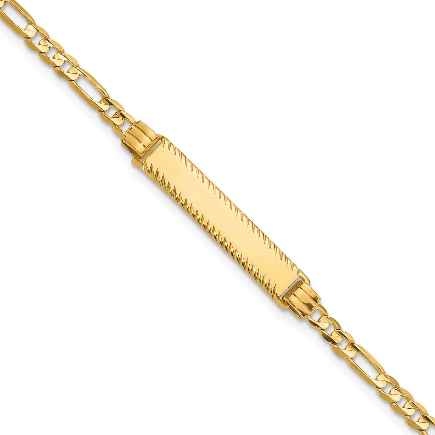 3.0mm Figaro Diamond Cut Id Bracelet 8 Inch 14k Gold LID96-8