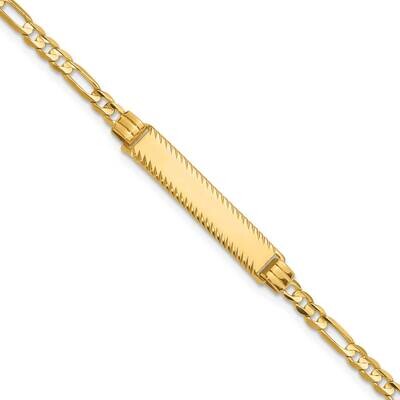 3.0mm Figaro Diamond Cut Id Bracelet 8 Inch 14k Gold LID96-8, MPN: LID96-8,
