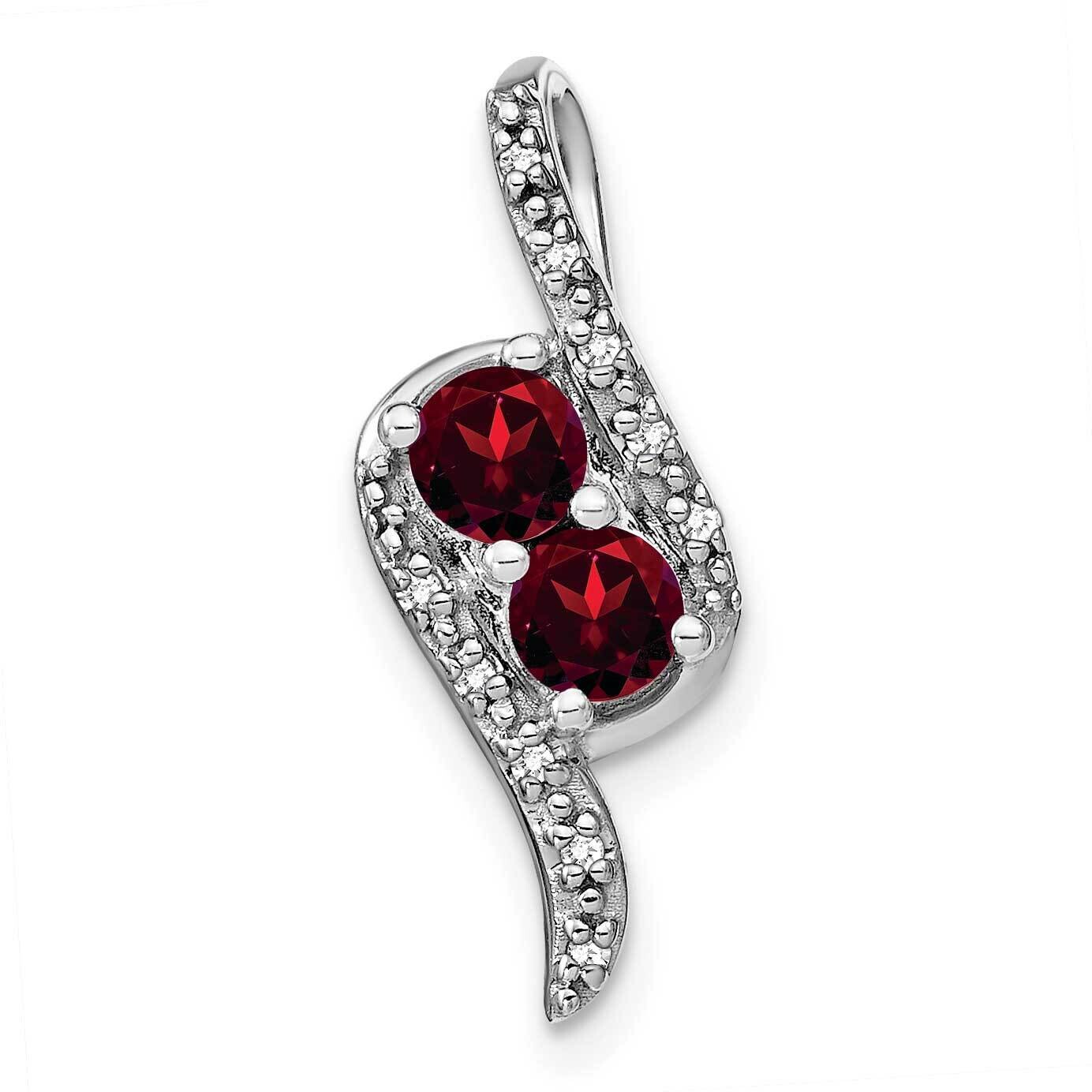 Garnet Diamond Chain Slide 14k White Gold PM7041-GA-005-WA, MPN: PM7041-GA-005-WA,