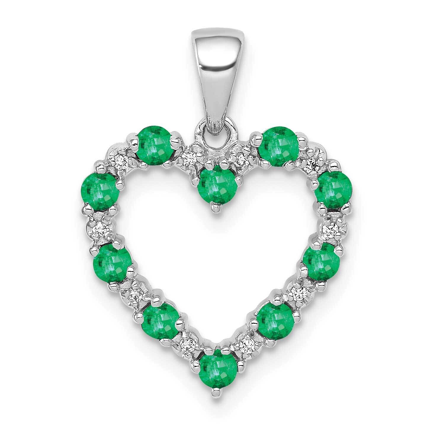 Diamond Emerald Heart Pendant 10k White Gold PM5270-EM-003-1WA