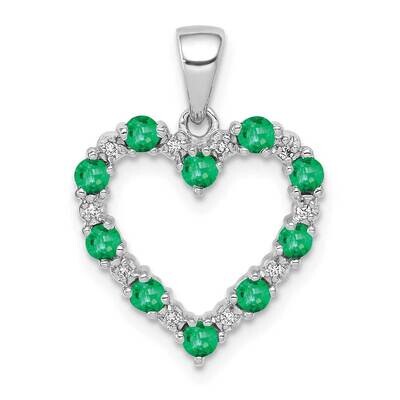 Diamond Emerald Heart Pendant 10k White Gold PM5270-EM-003-1WA, MPN: PM5270-EM-003-1WA,