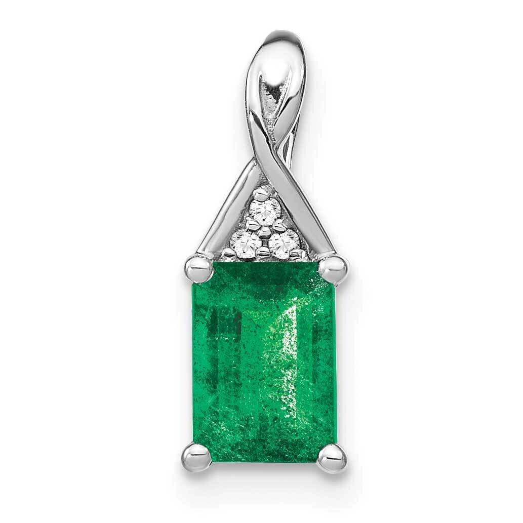 Rectangle Emerald Diamond Pendant 14k White Gold PM7187-EM-002-WA, MPN: PM7187-EM-002-WA,