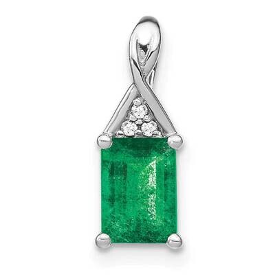 Rectangle Emerald Diamond Pendant 14k White Gold PM7187-EM-002-WA, MPN: PM7187-EM-002-WA,