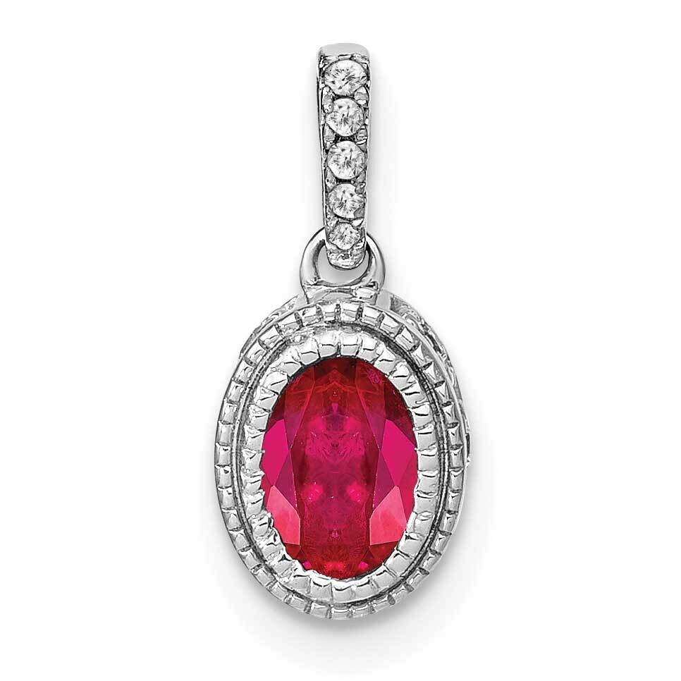 Oval Ruby Diamond Pendant 14k White Gold PM7093-RU-011-WA, MPN: PM7093-RU-011-WA,