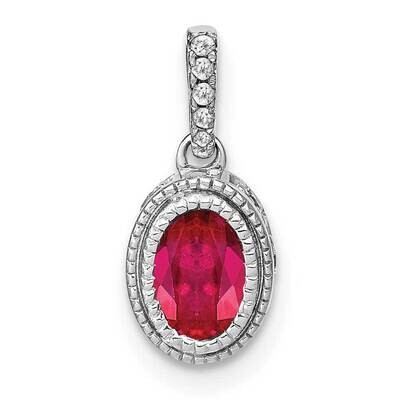 Oval Ruby Diamond Pendant 14k White Gold PM7093-RU-011-WA, MPN: PM7093-RU-011-WA,