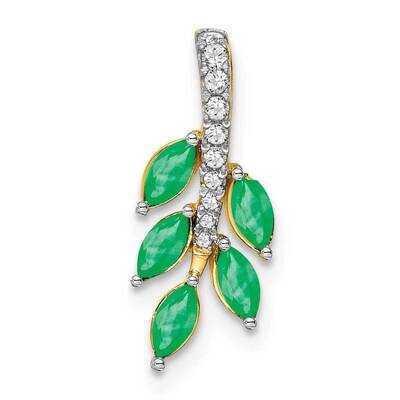 Emerald Diamond Leaf Chain Slide 14k Gold PM7249-EM-007-YA, MPN: PM7249-EM-007-YA,