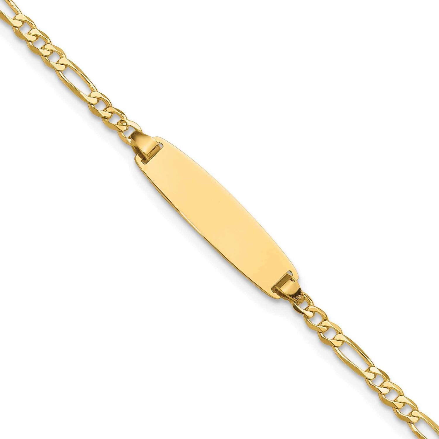 Figaro Diamond Cut Id Bracelet 7 Inch 14k Gold LID104-7, MPN: LID104-7,