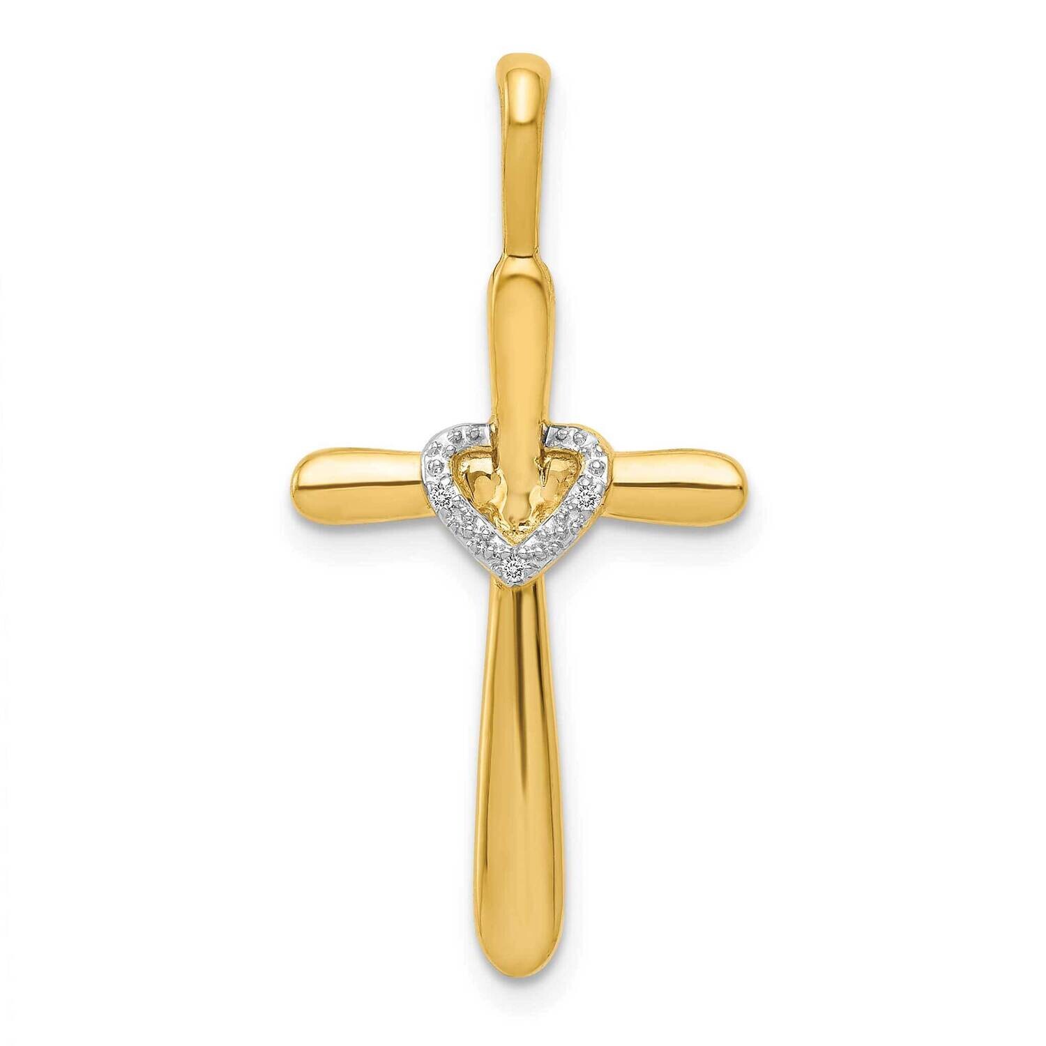 Diamond Cross Heart Pendant 10k Gold PM4992-010-1YA