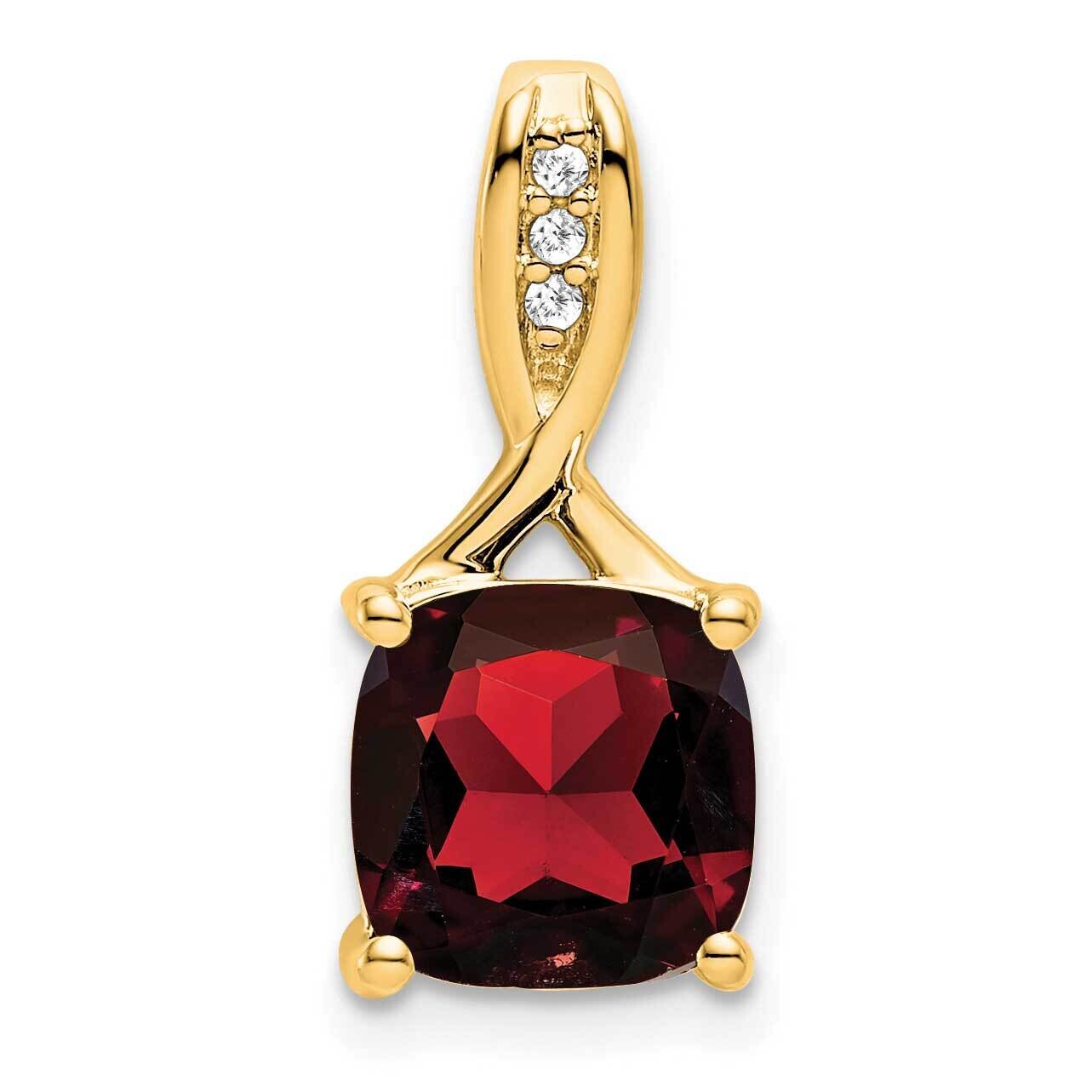 Cushion Garnet Diamond Pendant 14k Gold PM7062-GA-002-YA, MPN: PM7062-GA-002-YA,