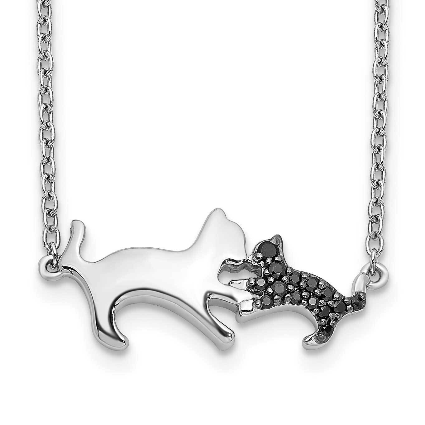 Black Diamond Mother Baby Cat 18 Inch Necklace 14k White Gold PM3773-BK-006-WA, MPN: PM3773-BK-006-…