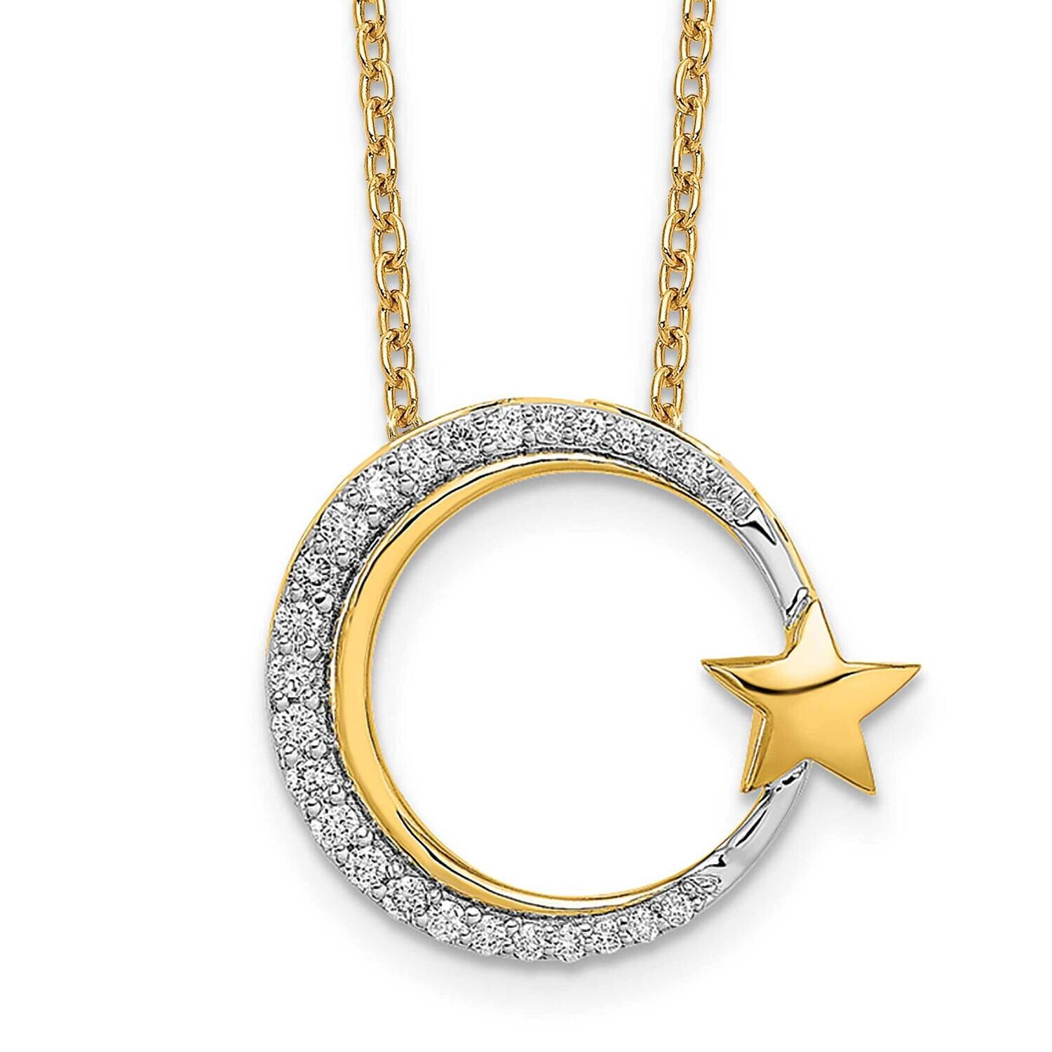 Moon Star Diamond Chain Slide Necklace 18 Inch 14k Polished Gold PM6789-013-YA