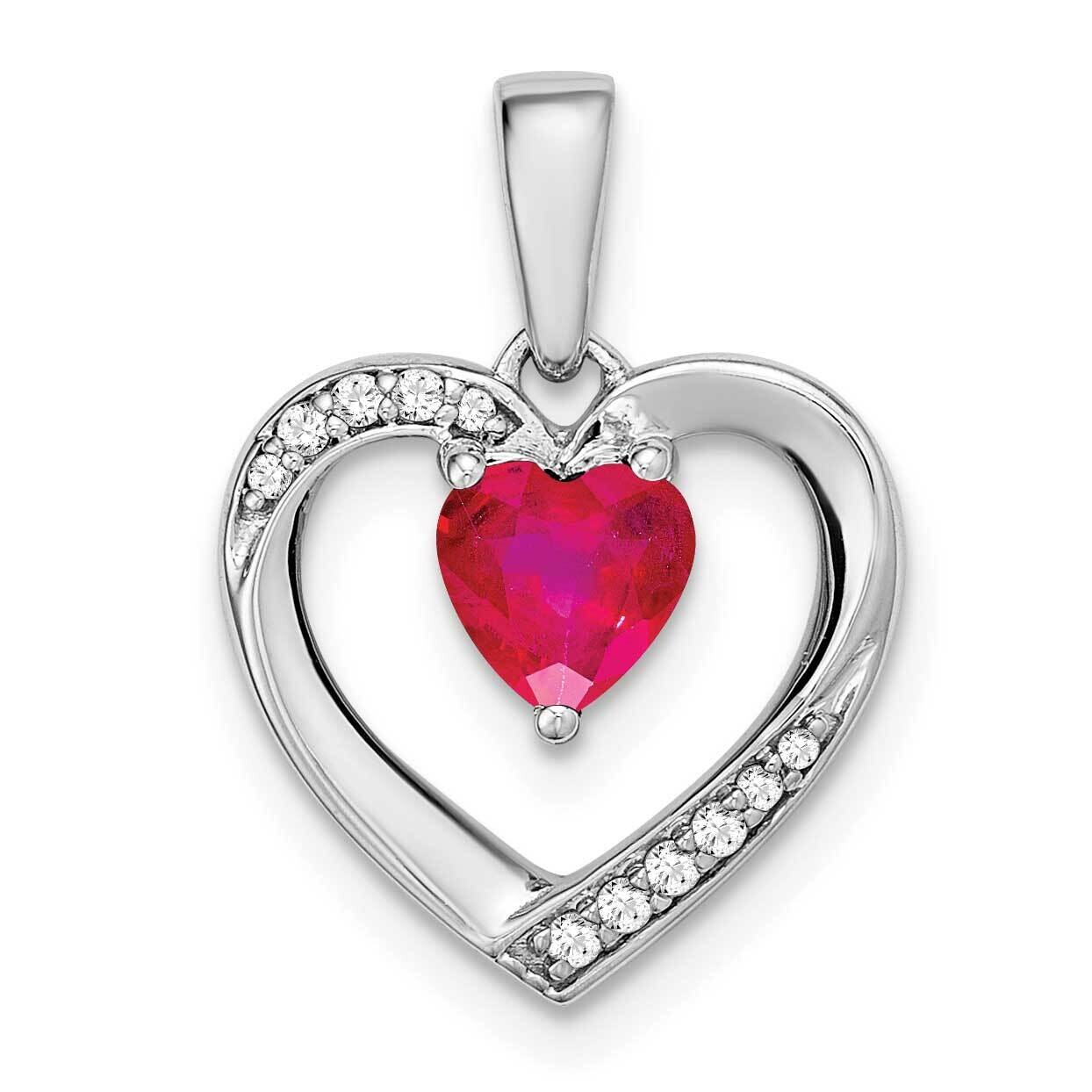 Ruby Diamond Heart Pendant 14k White Gold PM6923-RU-005-WA, MPN: PM6923-RU-005-WA, 191101401152