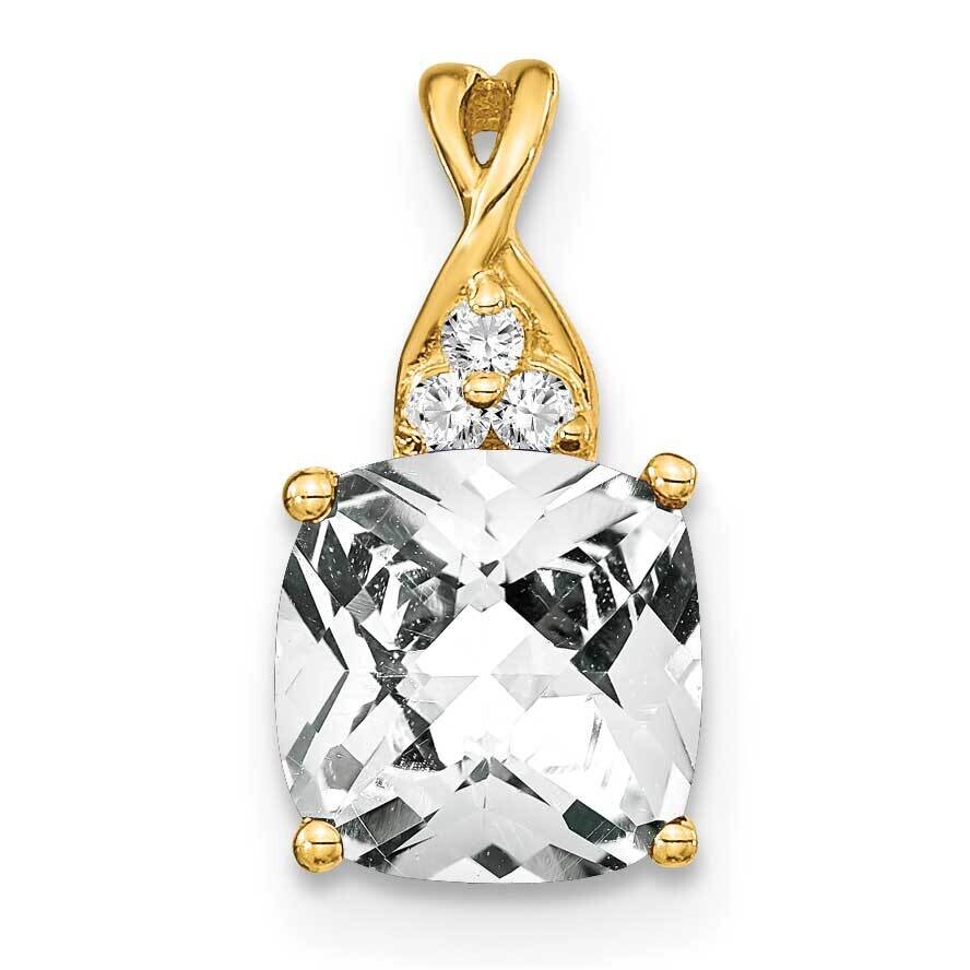 Checkerboard White Topaz Diamond Pendant 14k Gold PM4393-WT-003-YA, MPN: PM4393-WT-003-YA, 19110140…