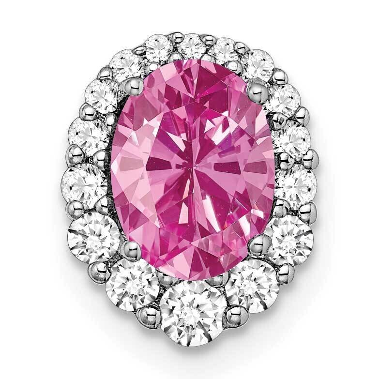 Oval Creat. Pink Sapphire Diamond Halo Chain Slide 14k White Gold PM7050-CPS-033-WA, MPN: PM7050-CP…