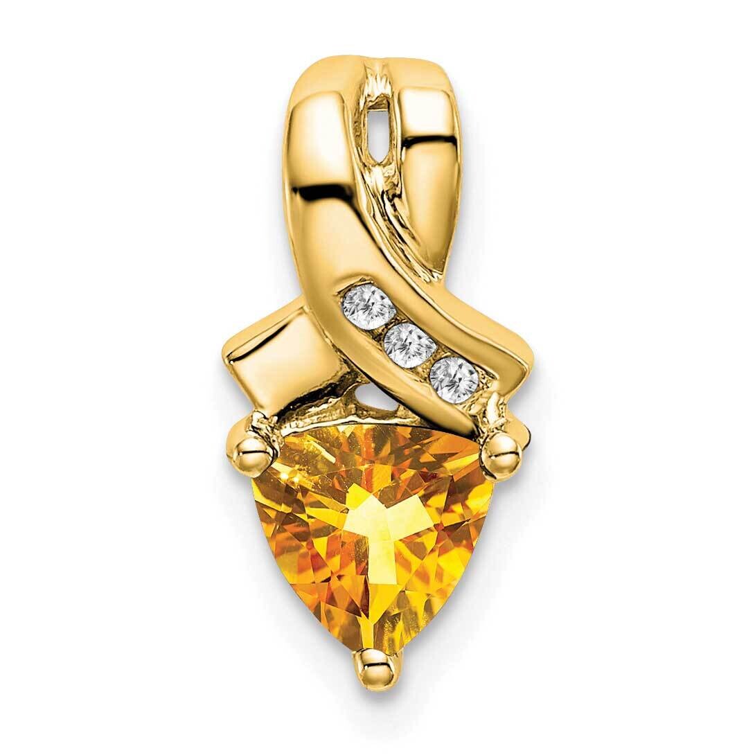 Trillion Citrine Diamond Pendant 14k Gold PM7053-CI-003-YA, MPN: PM7053-CI-003-YA,