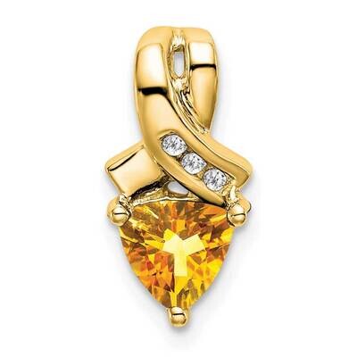 Trillion Citrine Diamond Pendant 14k Gold PM7053-CI-003-YA, MPN: PM7053-CI-003-YA,