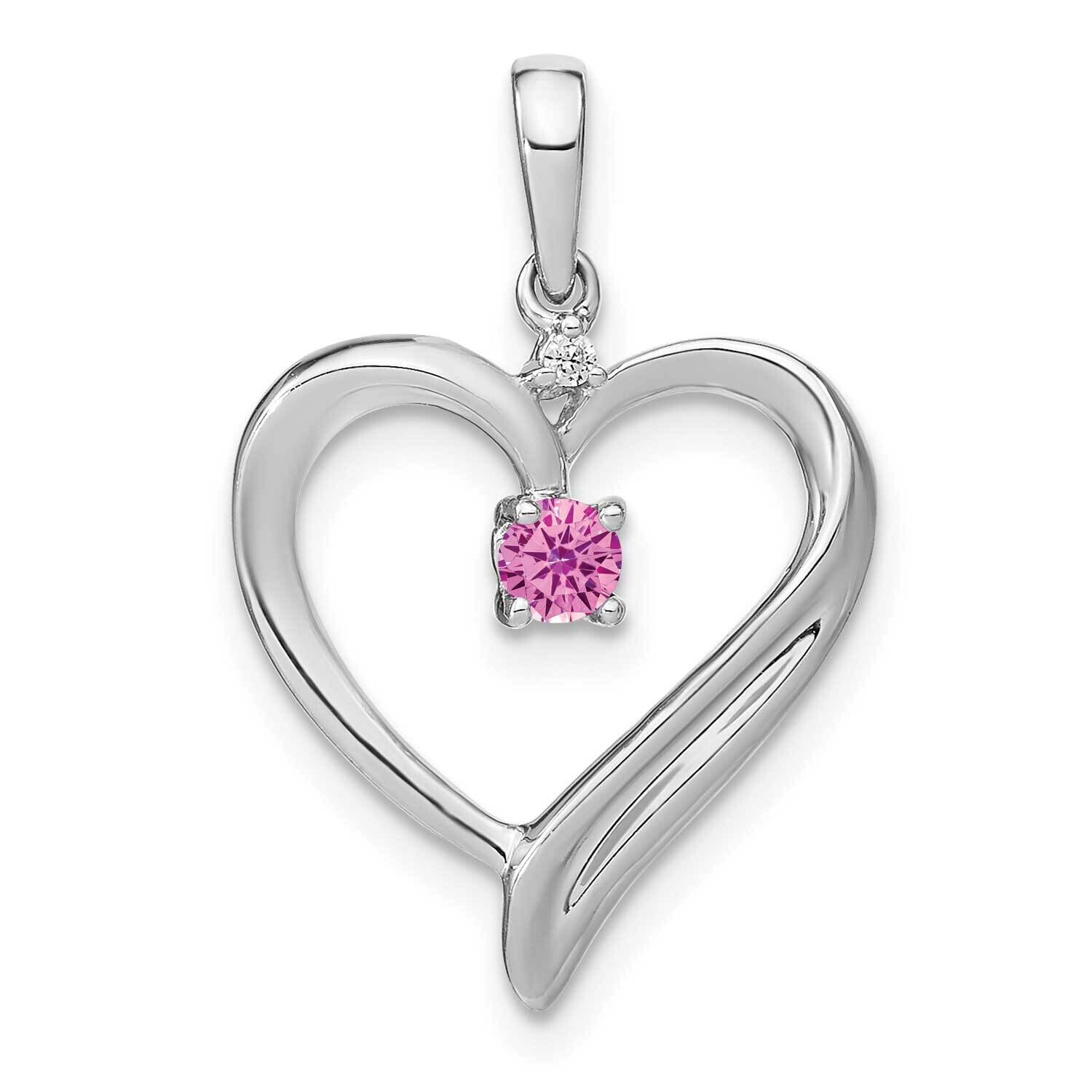 Created Pink Sapphire Diamond Heart Pendant 14k White Gold PM7005-CPS-001-WA, MPN: PM7005-CPS-001-W…