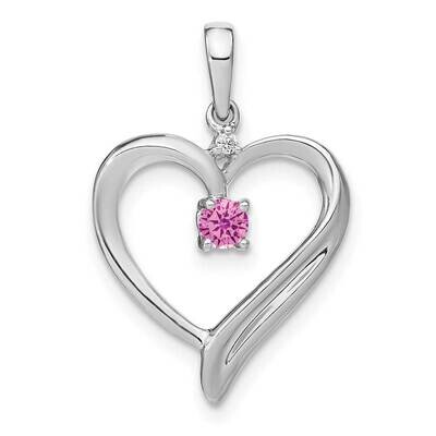 Created Pink Sapphire Diamond Heart Pendant 14k White Gold PM7005-CPS-001-WA, MPN: PM7005-CPS-001-W…