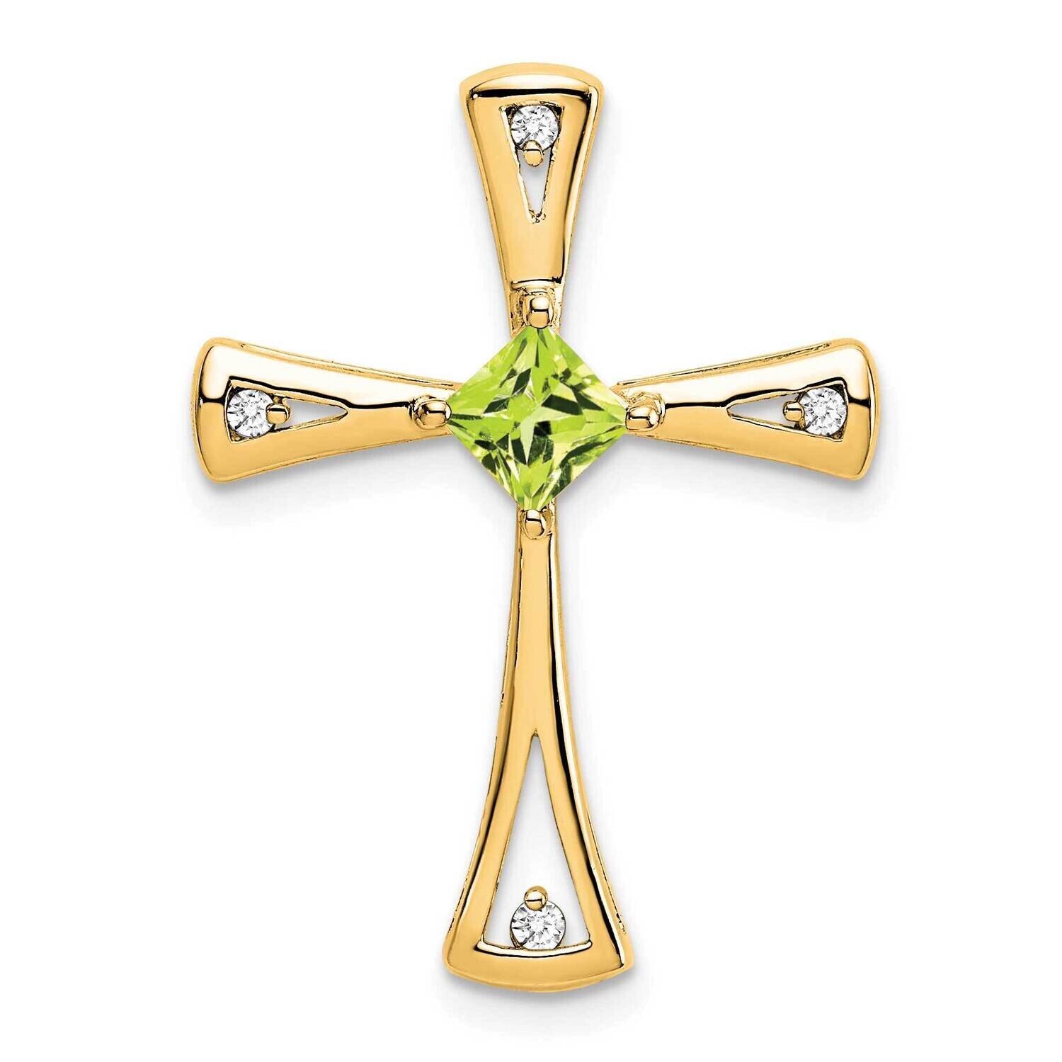 Peridot Diamond Cross Pendant 10k Gold PM7031-PE-005-1YA, MPN: PM7031-PE-005-1YA,