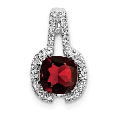 Cushion Garnet Diamond Pendant 14k White Gold PM7060-GA-001-WA, MPN: PM7060-GA-001-WA,