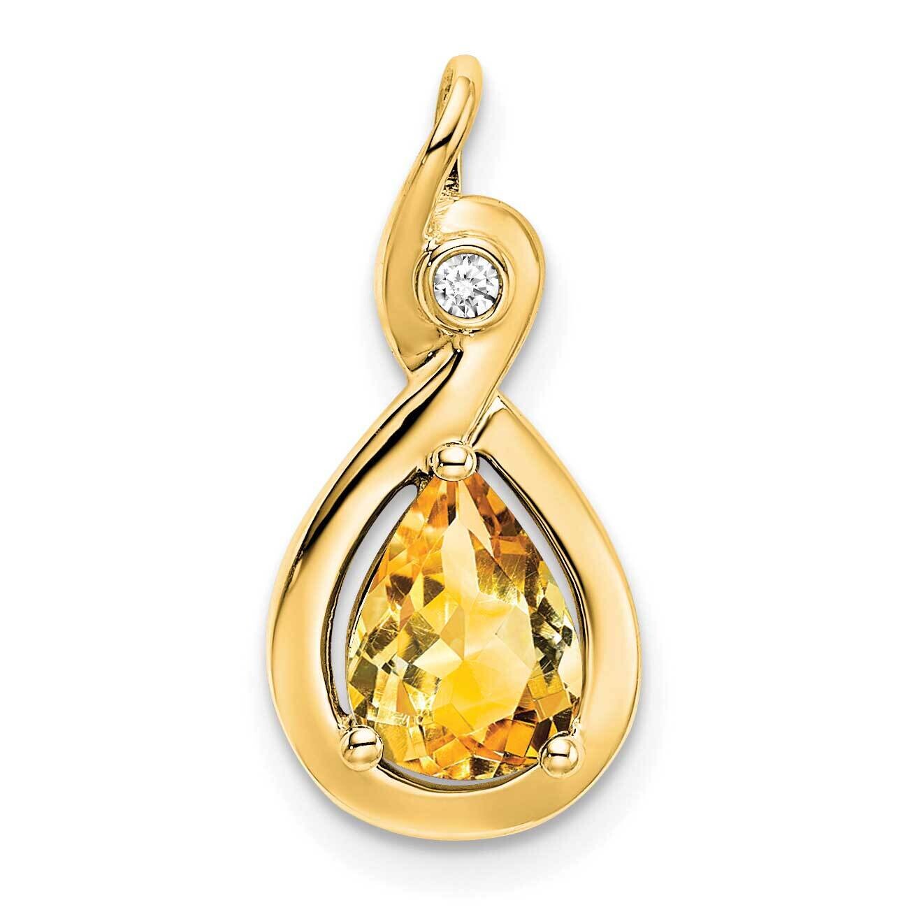 Pear Citrine Diamond Pendant 14k Gold PM7055-CI-002-YA, MPN: PM7055-CI-002-YA,