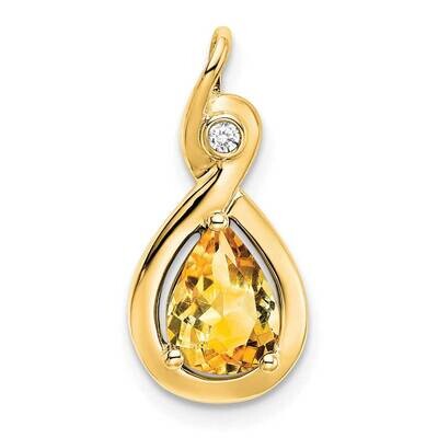 Pear Citrine Diamond Pendant 14k Gold PM7055-CI-002-YA, MPN: PM7055-CI-002-YA,