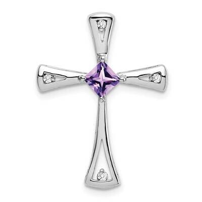 Amethyst Diamond Cross Chain Slide 14k White Gold PM7031-AM-005-WA, MPN: PM7031-AM-005-WA,