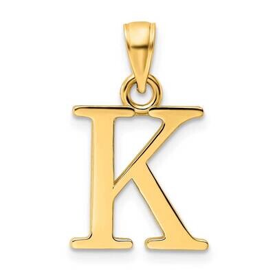 Letter K Pendant 14k Polished Gold K9810K, MPN: K9810K, 196904089262
