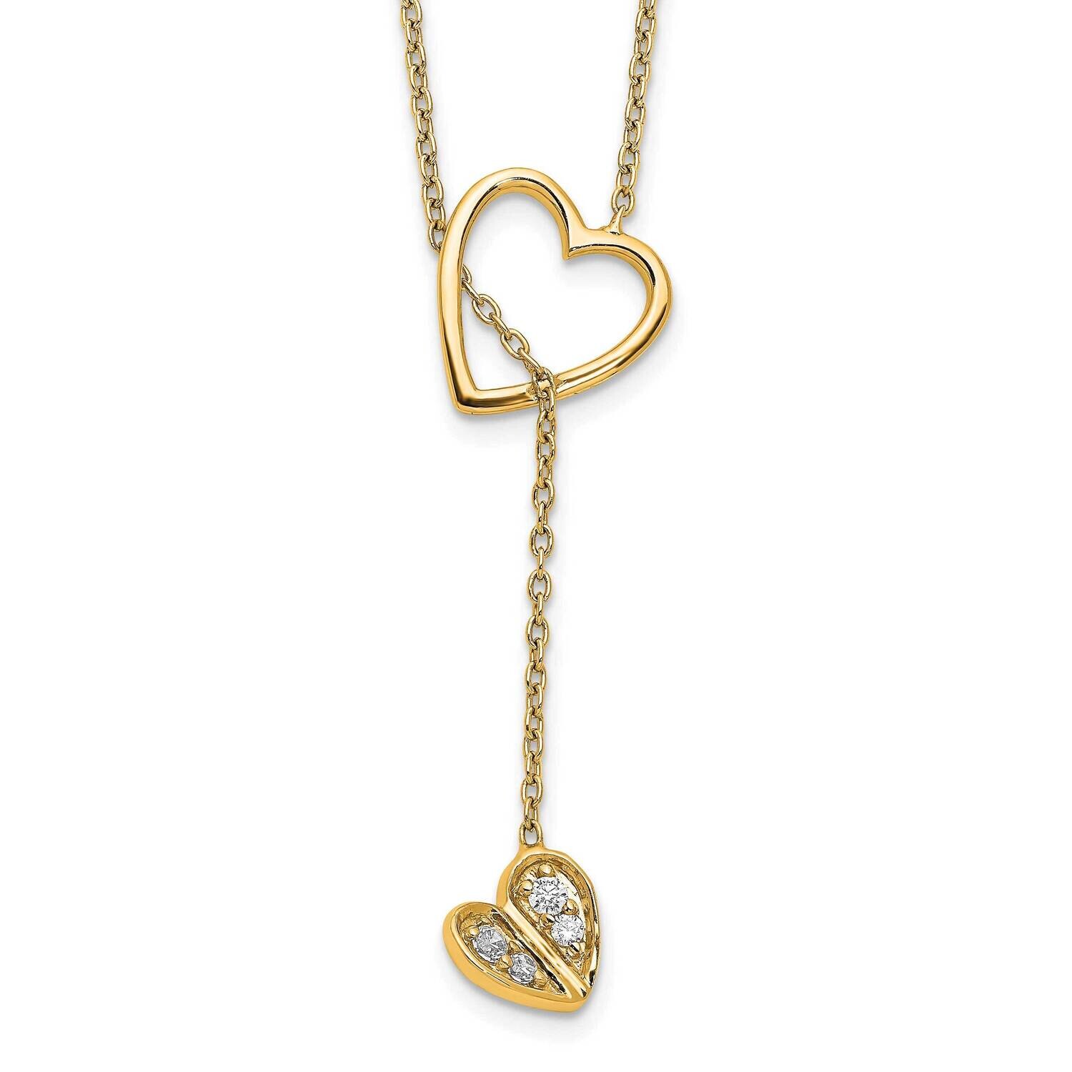 Diamond Heart Dangle 18 Inch Necklace 14k Gold PM3769-008-YA, MPN: PM3769-008-YA,