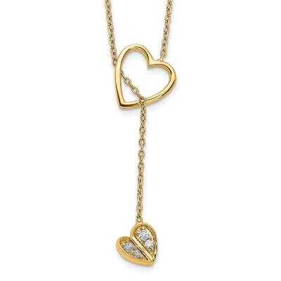 Diamond Heart Dangle 18 Inch Necklace 14k Gold PM3769-008-YA, MPN: PM3769-008-YA,