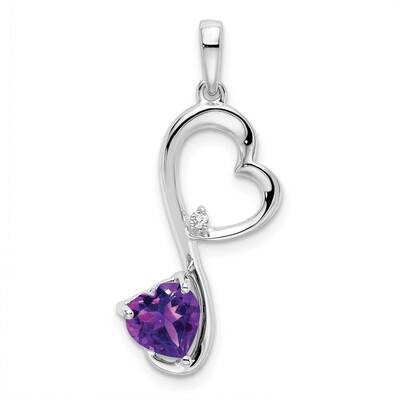Amethyst Diamond Heart Pendant 14k White Gold PM7007-AM-001-WA, MPN: PM7007-AM-001-WA, 191101401008