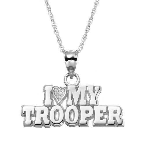 I Love My Trooper Block .437 X 1 1mm Rolo Chain Sterling Silver PBS006PNSSCH